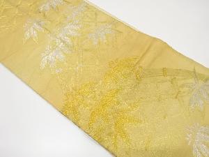 アンティーク　竹垣に笹模様織り出し暈し袋帯（材料）